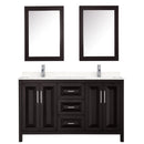 Wyndham Daria 60" Double Bathroom Vanity In Dark Espresso Light-Vein Carrara Cultured Marble Countertop Undermount Square Sinks and Medicine Cabinets WCV252560DDEC2UNSMED