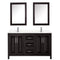 Wyndham Daria 60" Double Bathroom Vanity In Dark Espresso Light-Vein Carrara Cultured Marble Countertop Undermount Square Sinks and Medicine Cabinets WCV252560DDEC2UNSMED