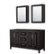 Wyndham Daria 60" Double Bathroom Vanity In Dark Espresso No Countertop No Sink And Medicine Cabinet WCV252560DDECXSXXMED