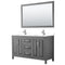 Wyndham Daria 60" Double Bathroom Vanity In Dark Gray White Cultured Marble Countertop Undermount Square Sinks And 58" Mirror WCV252560DKGWCUNSM58