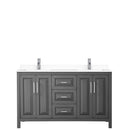 Wyndham Daria 60" Double Bathroom Vanity In Dark Gray White Cultured Marble Countertop Undermount Square Sinks and No Mirror WCV252560DKGWCUNSMXX