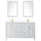 Wyndham Daria 60" Double Bathroom Vanity In White Light-Vein Carrara Cultured Marble Countertop Undermount Square Sinks Brushed Gold Trims and 24" Mirrors WCV252560DWGC2UNSM24