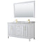 Wyndham Daria 60" Double Bathroom Vanity In White White Carrara Marble Countertop Undermount Square Sinks Brushed Gold Trims And 58" Mirror WCV252560DWGCMUNSM58