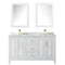 Wyndham Daria 60" Double Bathroom Vanity In White White Carrara Marble Countertop Undermount Square Sinks Brushed Gold Trims and Medicine Cabinets WCV252560DWGCMUNSMED