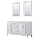 Wyndham Daria 60" Double Bathroom Vanity In White No Countertop No Sink Brushed Gold Trims And 24" Mirrors WCV252560DWGCXSXXM24