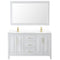 Wyndham Daria 60" Double Bathroom Vanity In White White Cultured Marble Countertop Undermount Square Sinks Brushed Gold Trims and 58" Mirror WCV252560DWGWCUNSM58