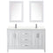 Wyndham Daria 60" Double Bathroom Vanity In White Light-Vein Carrara Cultured Marble Countertop Undermount Square Sinks and 24" Mirrors WCV252560DWHC2UNSM24