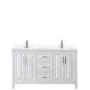 Wyndham Daria 60" Double Bathroom Vanity In White Light-Vein Carrara Cultured Marble Countertop Undermount Square Sinks and No Mirror WCV252560DWHC2UNSMXX