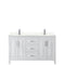 Wyndham Daria 60" Double Bathroom Vanity In White Light-Vein Carrara Cultured Marble Countertop Undermount Square Sinks and No Mirror WCV252560DWHC2UNSMXX