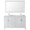 Wyndham Daria 60" Double Bathroom Vanity In White White Carrara Marble Countertop Undermount Square Sink and 58" Mirror WCV252560DWHCMUNSM58