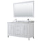 Wyndham Daria 60" Double Bathroom Vanity In White White Carrara Marble Countertop Undermount Square Sink And 58" Mirror WCV252560DWHCMUNSM58