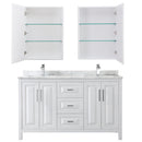 Wyndham Daria 60" Double Bathroom Vanity In White White Carrara Marble Countertop Undermount Square Sink and Medicine Cabinet WCV252560DWHCMUNSMED