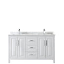 Wyndham Daria 60" Double Bathroom Vanity In White White Carrara Marble Countertop Undermount Square Sink and No Mirror WCV252560DWHCMUNSMXX