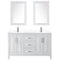 Wyndham Daria 60" Double Bathroom Vanity In White White Cultured Marble Countertop Undermount Square Sinks and 24" Mirrors WCV252560DWHWCUNSM24