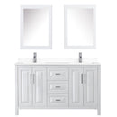 Wyndham Daria 60" Double Bathroom Vanity In White White Cultured Marble Countertop Undermount Square Sinks and Medicine Cabinets WCV252560DWHWCUNSMED