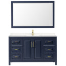 Wyndham Daria 60" Single Bathroom Vanity In Dark Blue Light-Vein Carrara Cultured Marble Countertop Undermount Square Sink and 58" Mirror WCV252560SBLC2UNSM58