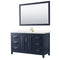 Wyndham Daria 60" Single Bathroom Vanity In Dark Blue Light-Vein Carrara Cultured Marble Countertop Undermount Square Sink And 58" Mirror WCV252560SBLC2UNSM58