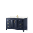 Wyndham Daria 60" Single Bathroom Vanity In Dark Blue Light-Vein Carrara Cultured Marble Countertop Undermount Square Sink And No Mirror WCV252560SBLC2UNSMXX