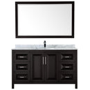 Wyndham Daria 60" Single Bathroom Vanity In Dark Espresso White Carrara Marble Countertop Undermount Square Sink and 58" Mirror WCV252560SDECMUNSM58