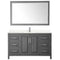 Wyndham Daria 60" Single Bathroom Vanity In Dark Gray Light-Vein Carrara Cultured Marble Countertop Undermount Square Sink and 58" Mirror WCV252560SKGC2UNSM58