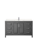 Wyndham Daria 60" Single Bathroom Vanity In Dark Gray Light-Vein Carrara Cultured Marble Countertop Undermount Square Sink and No Mirror WCV252560SKGC2UNSMXX