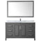 Wyndham Daria 60" Single Bathroom Vanity In Dark Gray White Carrara Marble Countertop Undermount Square Sink and 58" Mirror WCV252560SKGCMUNSM58