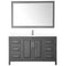 Wyndham Daria 60" Single Bathroom Vanity In Dark Gray White Cultured Marble Countertop Undermount Square Sink and 58" Mirror WCV252560SKGWCUNSM58