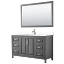 Wyndham Daria 60" Single Bathroom Vanity In Dark Gray White Cultured Marble Countertop Undermount Square Sink And 58" Mirror WCV252560SKGWCUNSM58