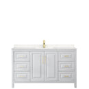 Wyndham Daria 60" Single Bathroom Vanity In White Light-Vein Carrara Cultured Marble Countertop Undermount Square Sink Brushed Gold Trims and No Mirror WCV252560SWGC2UNSMXX