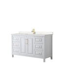 Wyndham Daria 60" Single Bathroom Vanity In White Light-Vein Carrara Cultured Marble Countertop Undermount Square Sink Brushed Gold Trims And No Mirror WCV252560SWGC2UNSMXX