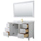 Wyndham Daria 60" Single Bathroom Vanity In White White Carrara Marble Countertop Undermount Square Sink Brushed Gold Trims and 58" Mirror WCV252560SWGCMUNSM58