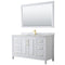 Wyndham Daria 60" Single Bathroom Vanity In White White Carrara Marble Countertop Undermount Square Sink Brushed Gold Trims And 58" Mirror WCV252560SWGCMUNSM58