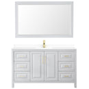 Wyndham Daria 60" Single Bathroom Vanity In White White Cultured Marble Countertop Undermount Square Sink Brushed Gold Trims and 58" Mirror WCV252560SWGWCUNSM58