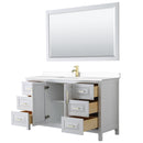 Wyndham Daria 60" Single Bathroom Vanity In White White Cultured Marble Countertop Undermount Square Sink Brushed Gold Trims and 58" Mirror WCV252560SWGWCUNSM58