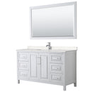 Wyndham Daria 60" Single Bathroom Vanity In White Light-Vein Carrara Cultured Marble Countertop Undermount Square Sink And 58" Mirror WCV252560SWHC2UNSM58