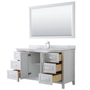 Wyndham Daria 60" Single Bathroom Vanity In White White Carrara Marble Countertop Undermount Square Sink and 58" Mirror WCV252560SWHCMUNSM58