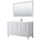 Wyndham Daria 60" Single Bathroom Vanity In White White Cultured Marble Countertop Undermount Square Sink And 58" Mirror WCV252560SWHWCUNSM58