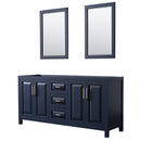 Wyndham Daria 72" Double Bathroom Vanity In Dark Blue No Countertop No Sink And 24" Mirrors WCV252572DBLCXSXXM24