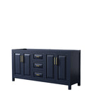 Wyndham Daria 72" Double Bathroom Vanity In Dark Blue No Countertop No Sink And No Mirror WCV252572DBLCXSXXMXX