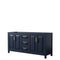 Wyndham Daria 72" Double Bathroom Vanity In Dark Blue No Countertop No Sink And No Mirror WCV252572DBLCXSXXMXX