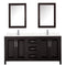 Wyndham Daria 72" Double Bathroom Vanity In Dark Espresso Light-Vein Carrara Cultured Marble Countertop Undermount Square Sinks and Medicine Cabinets WCV252572DDEC2UNSMED