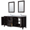 Wyndham Daria 72" Double Bathroom Vanity In Dark Espresso White Carrara Marble Countertop Undermount Square Sink and 24" Mirror WCV252572DDECMUNSM24