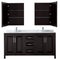 Wyndham Daria 72" Double Bathroom Vanity In Dark Espresso White Carrara Marble Countertop Undermount Square Sink and Medicine Cabinet WCV252572DDECMUNSMED