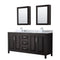 Wyndham Daria 72" Double Bathroom Vanity In Dark Espresso White Carrara Marble Countertop Undermount Square Sink And Medicine Cabinet WCV252572DDECMUNSMED