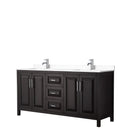 Wyndham Daria 72" Double Bathroom Vanity In Dark Espresso White Cultured Marble Countertop Undermount Square Sinks And No Mirror WCV252572DDEWCUNSMXX