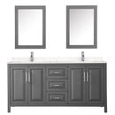 Wyndham Daria 72" Double Bathroom Vanity In Dark Gray Light-Vein Carrara Cultured Marble Countertop Undermount Square Sinks and Medicine Cabinets WCV252572DKGC2UNSMED