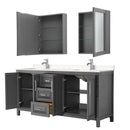 Wyndham Daria 72" Double Bathroom Vanity In Dark Gray Light-Vein Carrara Cultured Marble Countertop Undermount Square Sinks and Medicine Cabinets WCV252572DKGC2UNSMED