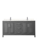 Wyndham Daria 72" Double Bathroom Vanity In Dark Gray Light-Vein Carrara Cultured Marble Countertop Undermount Square Sinks and No Mirror WCV252572DKGC2UNSMXX