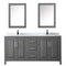 Wyndham Daria 72" Double Bathroom Vanity In Dark Gray White Carrara Marble Countertop Undermount Square Sink and Medicine Cabinet WCV252572DKGCMUNSMED