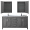 Wyndham Daria 72" Double Bathroom Vanity In Dark Gray White Carrara Marble Countertop Undermount Square Sink and Medicine Cabinet WCV252572DKGCMUNSMED